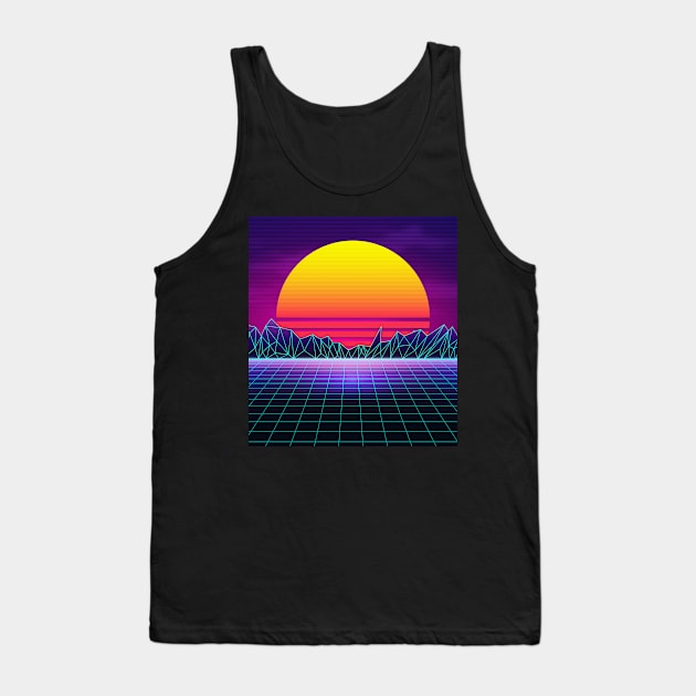 Brazen Yellow Sunset Synthwave Tank Top by edmproject